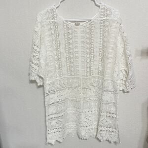 XCVI Ivory Crochet Lace Top